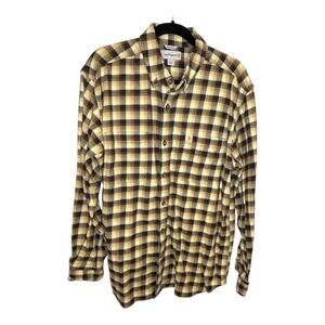 Carhartt Relaxed Fit Hamilton Plaid Brown and Tan Long Sleeve